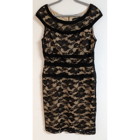 Wmn's CONNECTED APPAREL Black Lace Overlay Party/Cocktail Off Shoulder Dress 12 - Picture 1 of 11